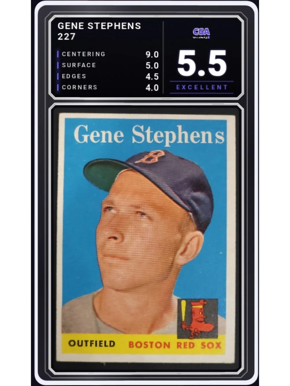 1958 Topps Baseball #227 Gene Stephens Boston Red Sox - CGA 5.5 Digital Grade